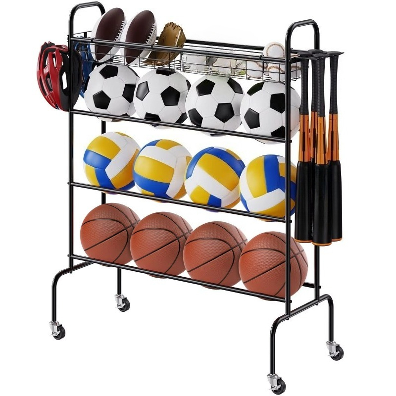 Sports Equipment Garage Storage - 4 katmanlı tekerlekli basketbol potası, spor