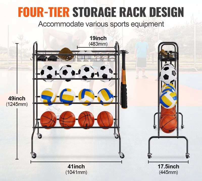 4 katmanlı tekerlekli basketbo - Sports Equipment Garage Storage incelemesi ve fiyatı